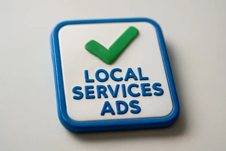 Selo de aprovação "Google Local Services Ads" com um checkmark verde