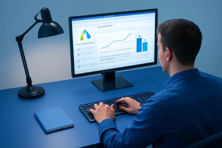 homem configurando uma campanha no google ads em um computador